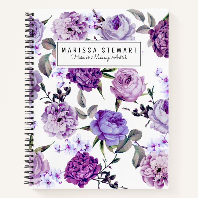 Cuaderno Elegante Flores violeta de Lilac púrpura (Anverso)