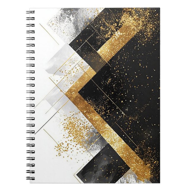 Cuaderno Elegante fondo negro y dorado abstracto (Frente)