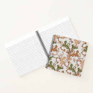 Cuaderno Elegante fondo victoriano boho vintage con hojas  