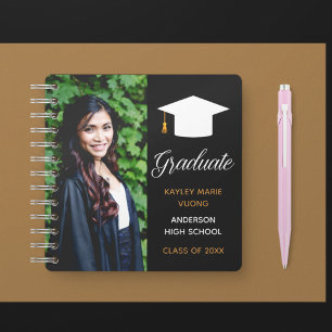 Cuaderno Elegante foto de graduación Autógrafo Graduado Inv