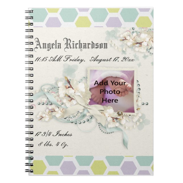 Cuaderno Elegante foto de niño bebé o Chica (Frente)