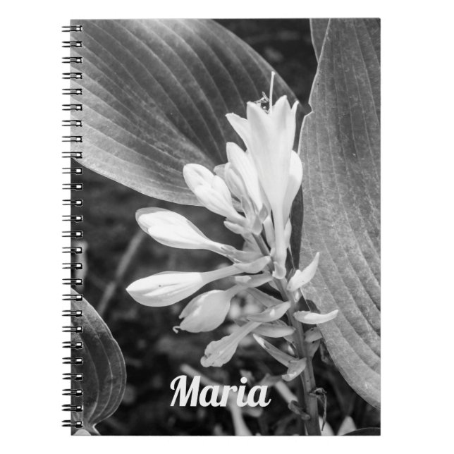 Cuaderno Elegante foto floral en blanco y negro personaliza (Frente)