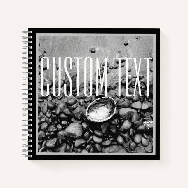 CUADERNO ELEGANTE FOTO NATURAL DE LA PLAYA DE SHELL BLANCO  (Anverso)