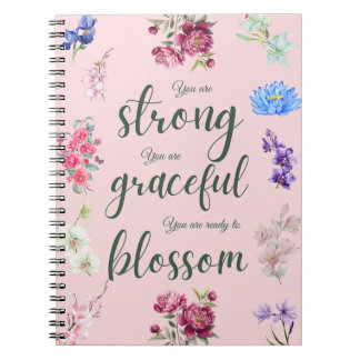 Cuaderno Elegante Fuerte Y Gracioso Blossom Floral Rosa