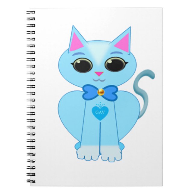 Cuaderno Elegante gato lindo azul claro (Frente)