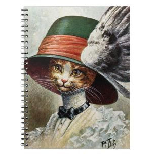 Cuaderno Elegante gato victoriano en portátil gorra alado