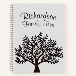 Cuaderno Elegante Genealogía de Árbol Gris Gris Negro de Fa