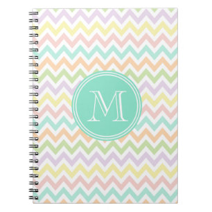 Cuaderno Elegante geometría de chevrón multicolor monograma