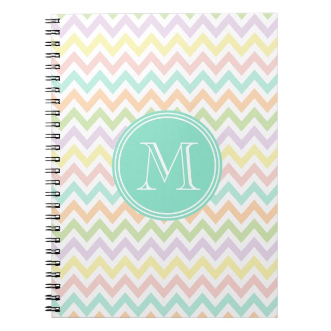 Cuaderno Elegante geometría de chevrón multicolor monograma (Frente)