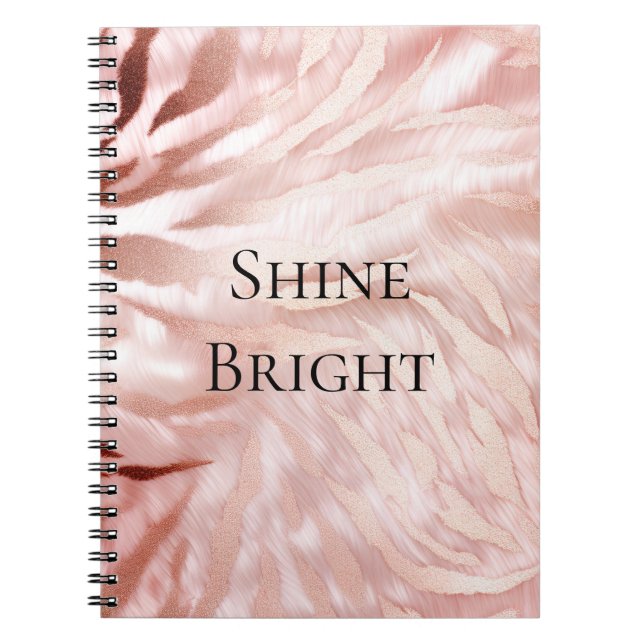 Cuaderno Elegante Giro Rosa Rosa Dorado Zebra Glam Glitz (Frente)
