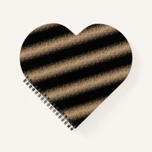Cuaderno Elegante Glitter Ombre Negro y Dorado