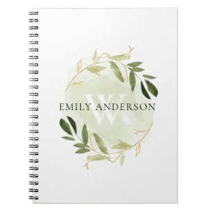 CUADERNO ELEGANTE GOLD VERDE FOLIAGE WATERCOLOR
