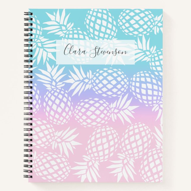 Cuaderno Elegante gradiente giratorio Pineapple patrón colo (Anverso)
