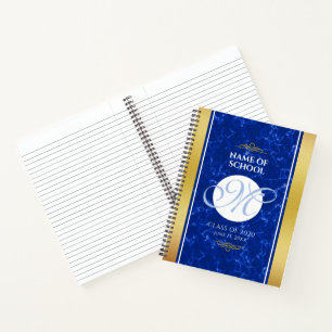 Cuaderno Elegante Graduación Monograma Relieve metalizado d
