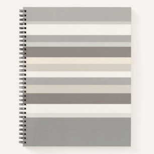 Cuaderno Elegante granja a rayas de crema y gris taupe