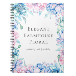 Cuaderno Elegante granja Watercolor Floral Peony Flowers