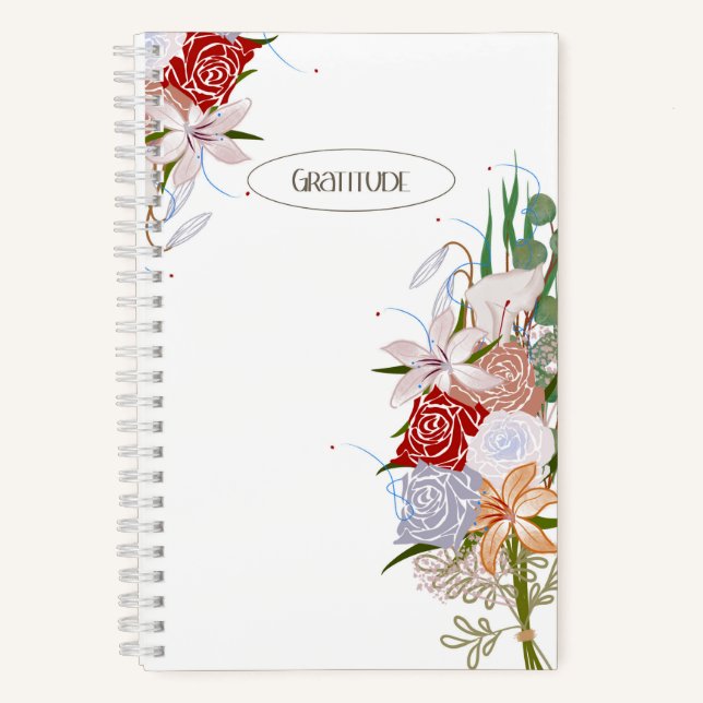 Cuaderno Elegante Gratitude Journal Floral Bouquet Design (Anverso)