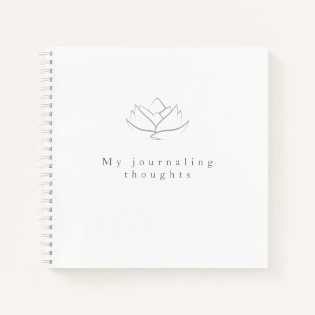 Cuaderno Elegante Gray Lotus Flower Journaling Thoughts (Anverso)