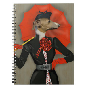 Cuaderno Elegante Greyhound y Paraguas Rojas