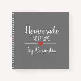Cuaderno Elegante gris casero con receta de amor