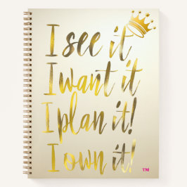 Cuaderno Elegante guion dorado marfil motivacional