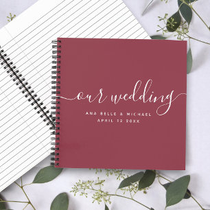 Cuaderno Elegante guión moderno Borgoña Boda rojo invitado