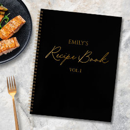 Cuaderno Elegante guión moderno oro negro receta sencilla