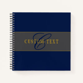 Cuaderno Elegante guión Monograma Marina oscura gris azul y