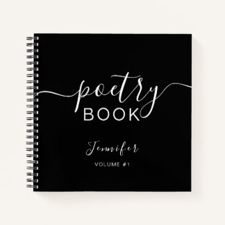 Cuaderno Elegante guión negro Tu nombre Poesía