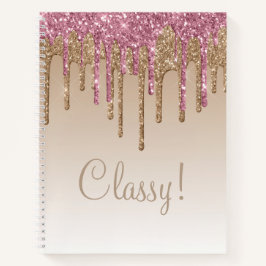 Cuaderno Elegante guion rosa y Purpurina dorado con estilo 