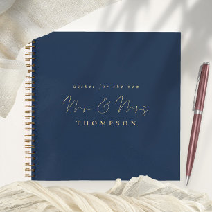 Cuaderno Elegante guión Sr. Sra. Boda Navy Gold Guest Book