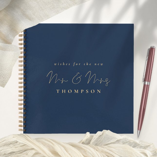 Cuaderno Elegante guión Sr. Sra. Boda Navy Gold Guest Book (Subido por el creador)