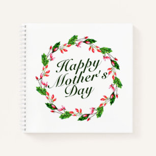 Cuaderno Elegante guirnalda floral del día de la madre Po
