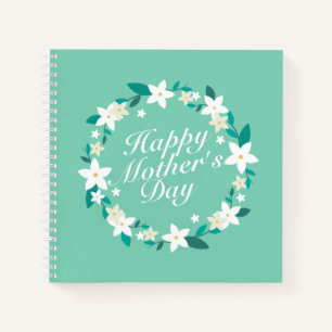 Cuaderno Elegante guirnalda floral del día de la madre   Po