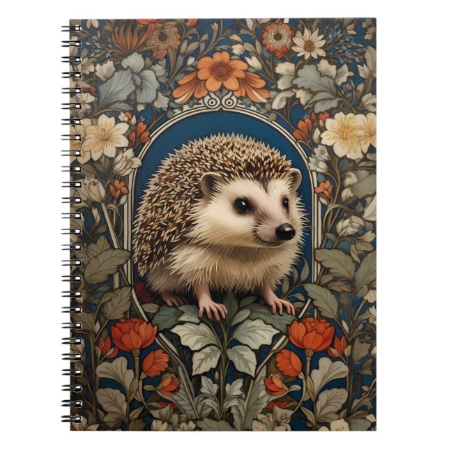 Cuaderno Elegante Hedgehog William Morris inspirado (Frente)