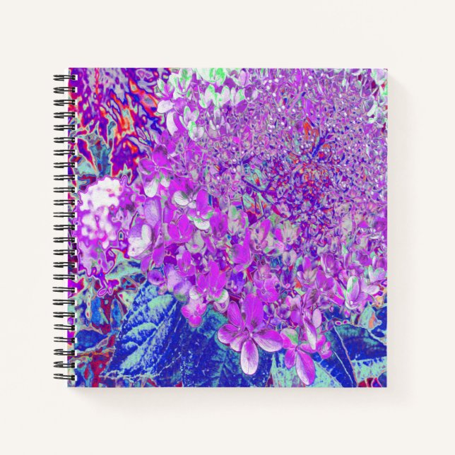 Cuaderno Elegante hidrangea liga púrpura y azul (Anverso)