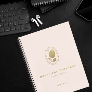 Cuaderno Elegante Hoja de Oro Crema Botánica Mínima Rosa