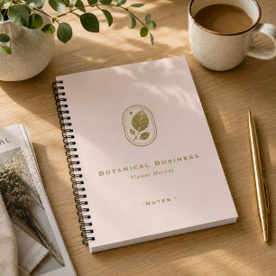 Cuaderno Elegante hoja de oro minimalista botánico crema ro