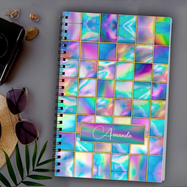 Cuaderno Elegante holográfico trendy de moda dorada geométr (Subido por el creador)