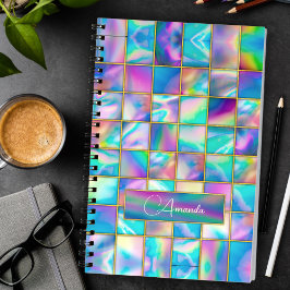Cuaderno Elegante holográfico trendy de moda dorada geométr
