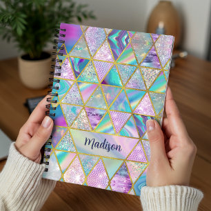 Cuaderno Elegante holográfico trendy falso oro geométrico 