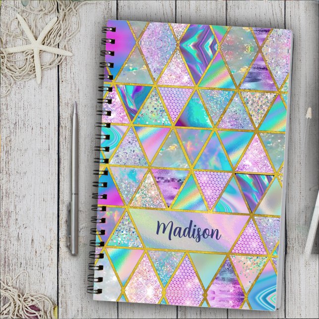 Cuaderno Elegante holográfico trendy faux dorado geométrico (Subido por el creador)