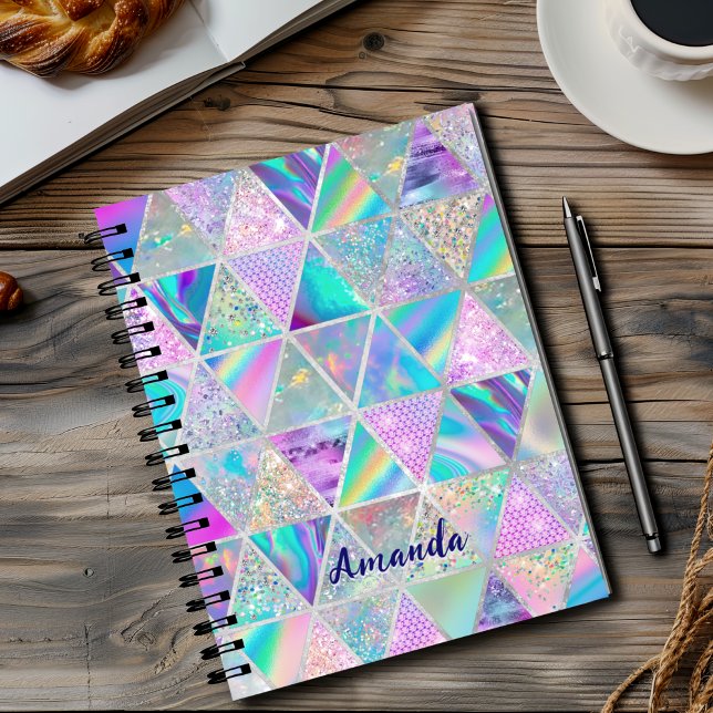 Cuaderno Elegante holográfico trendy faux geométrico de pla (Subido por el creador)