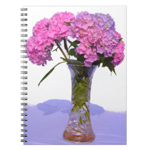 Cuaderno Elegante hortensias florales púrpura rosa