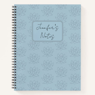 Cuaderno Elegante Huevo de pato Azul Simple Floral Lotus