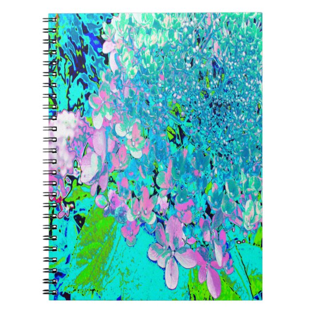 Cuaderno Elegante Hydrangea de luz rosa y azul (Frente)