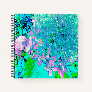 Cuaderno Elegante Hydrangea de luz rosa y azul