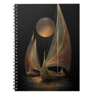 Cuaderno Elegante Ilustracion de Arte de la Línea de Oro de