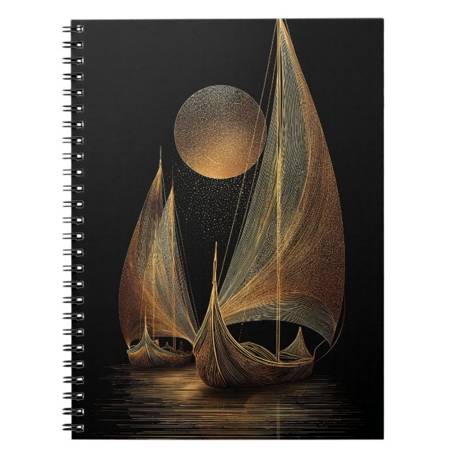 Cuaderno Elegante Ilustracion de Arte de la Línea de Oro de (Frente)