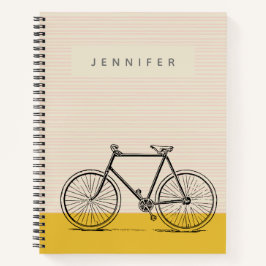 Cuaderno Elegante Ilustracion de bicicleta Rubor y nombre a